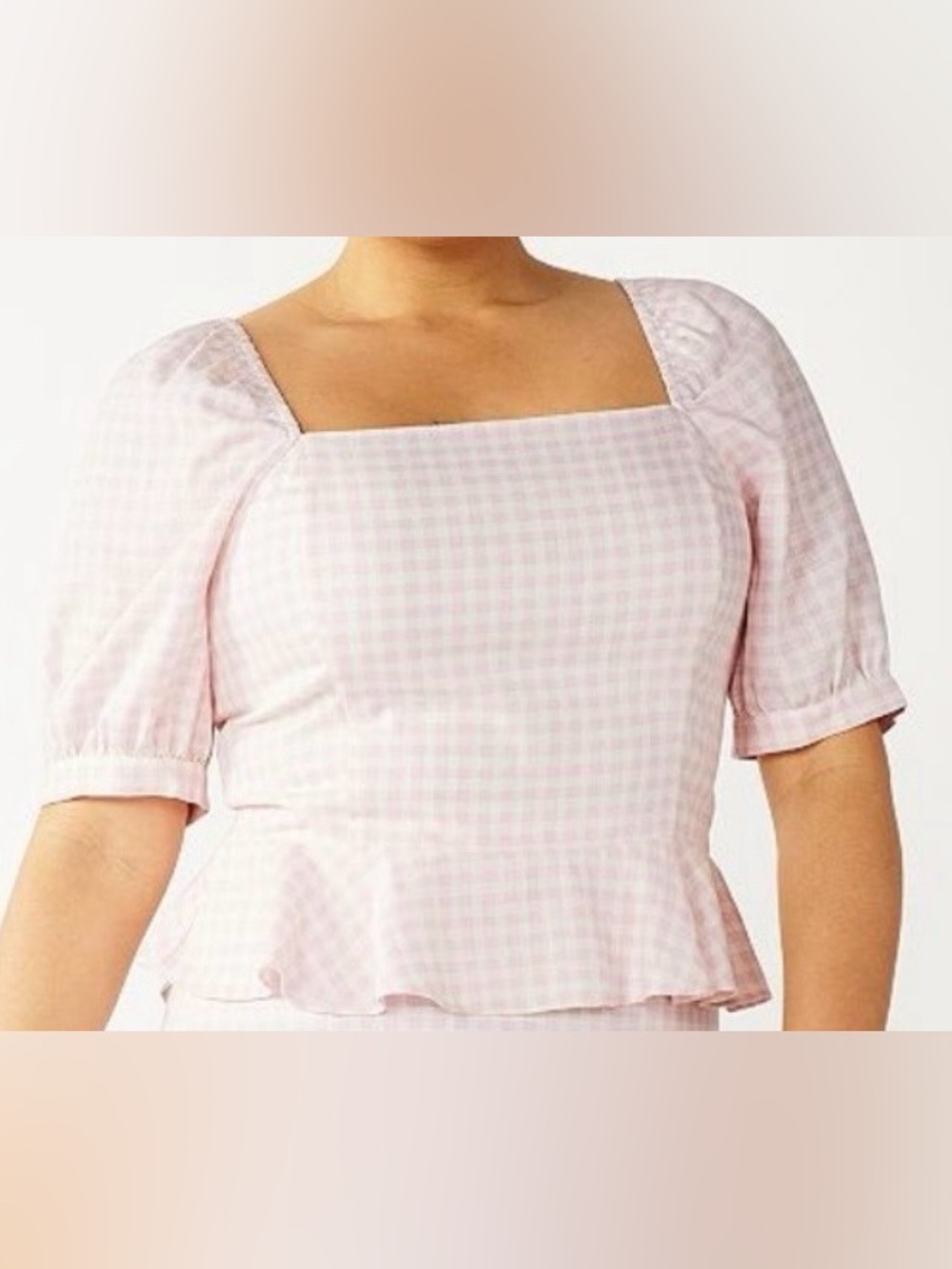 Draper James Pink Gingham Smocked Top